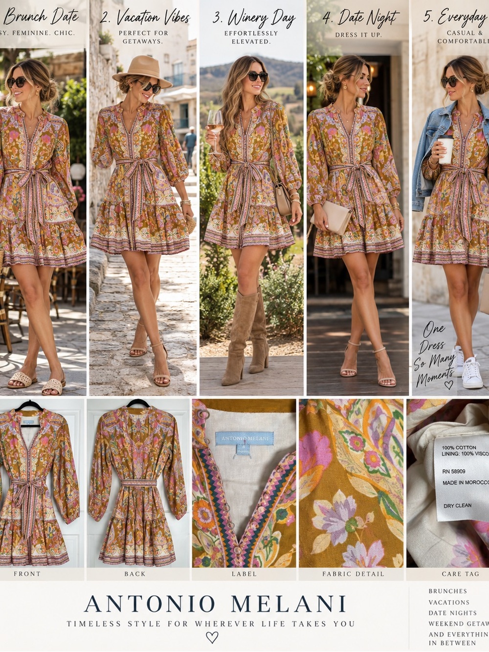 ✨ ANTONIO MELANI FLORAL PAISLEY BELTED DRESS | SIZE 6 ✨